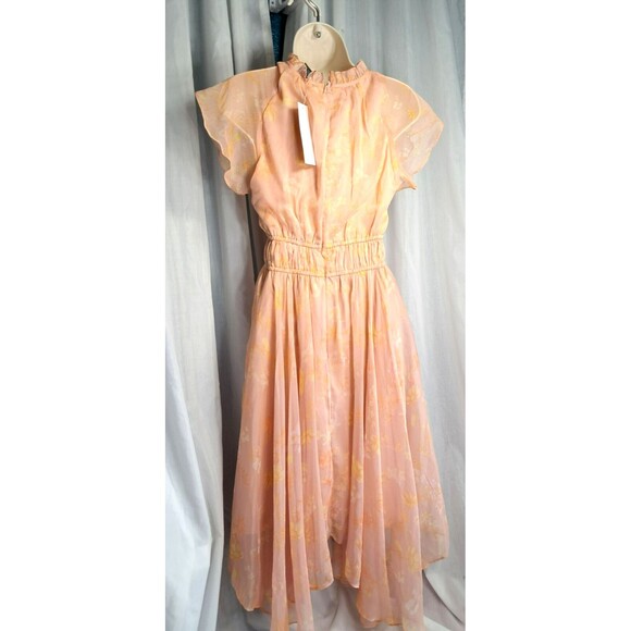 NWT French Connection Coral Floral Peach Diana Rec Crinkle Flowing Dress Size 12 - Picture 4 of 16